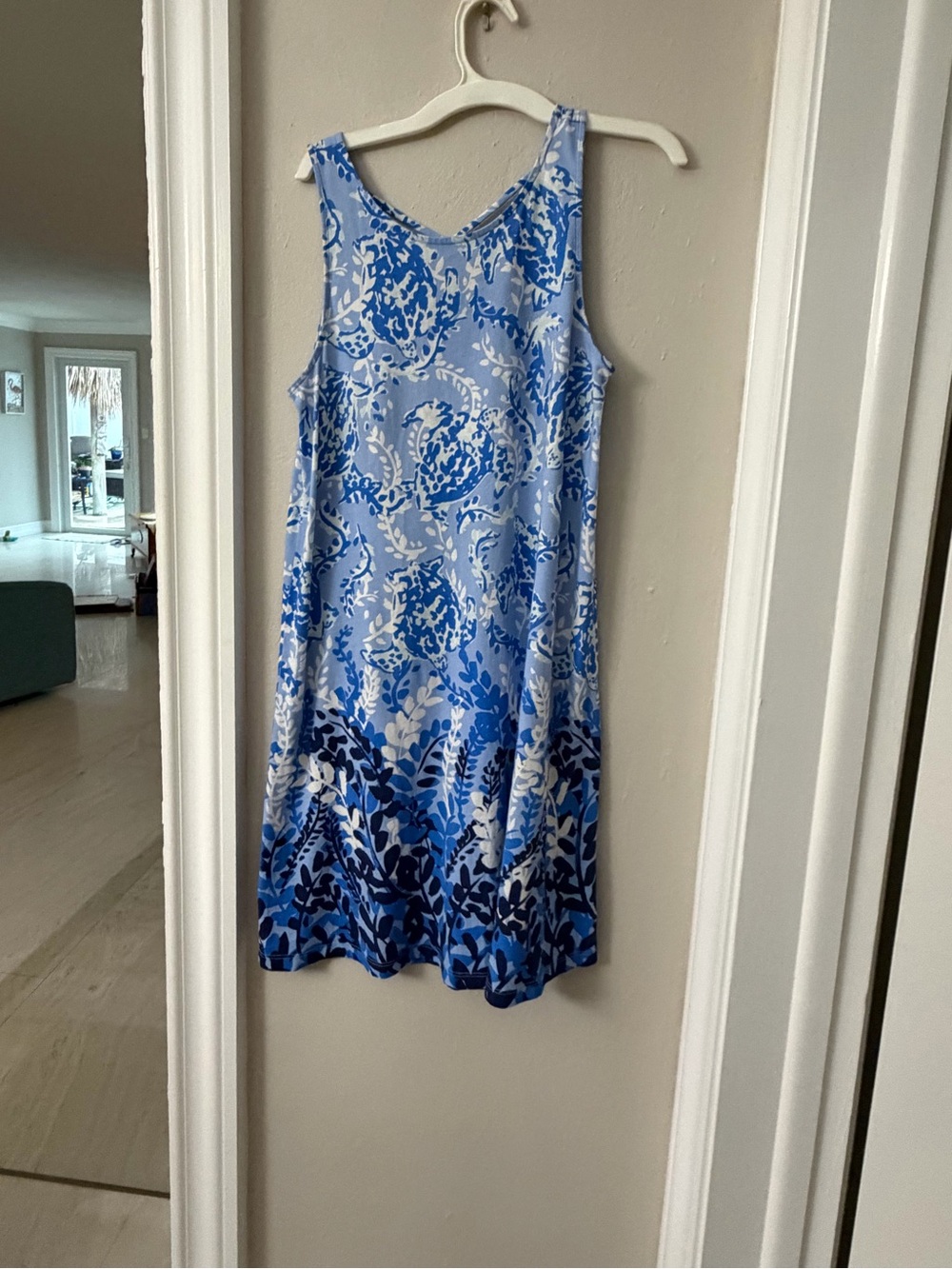 Lilly Pulitzer Blue & White Sleeveless Floral Swing Dress